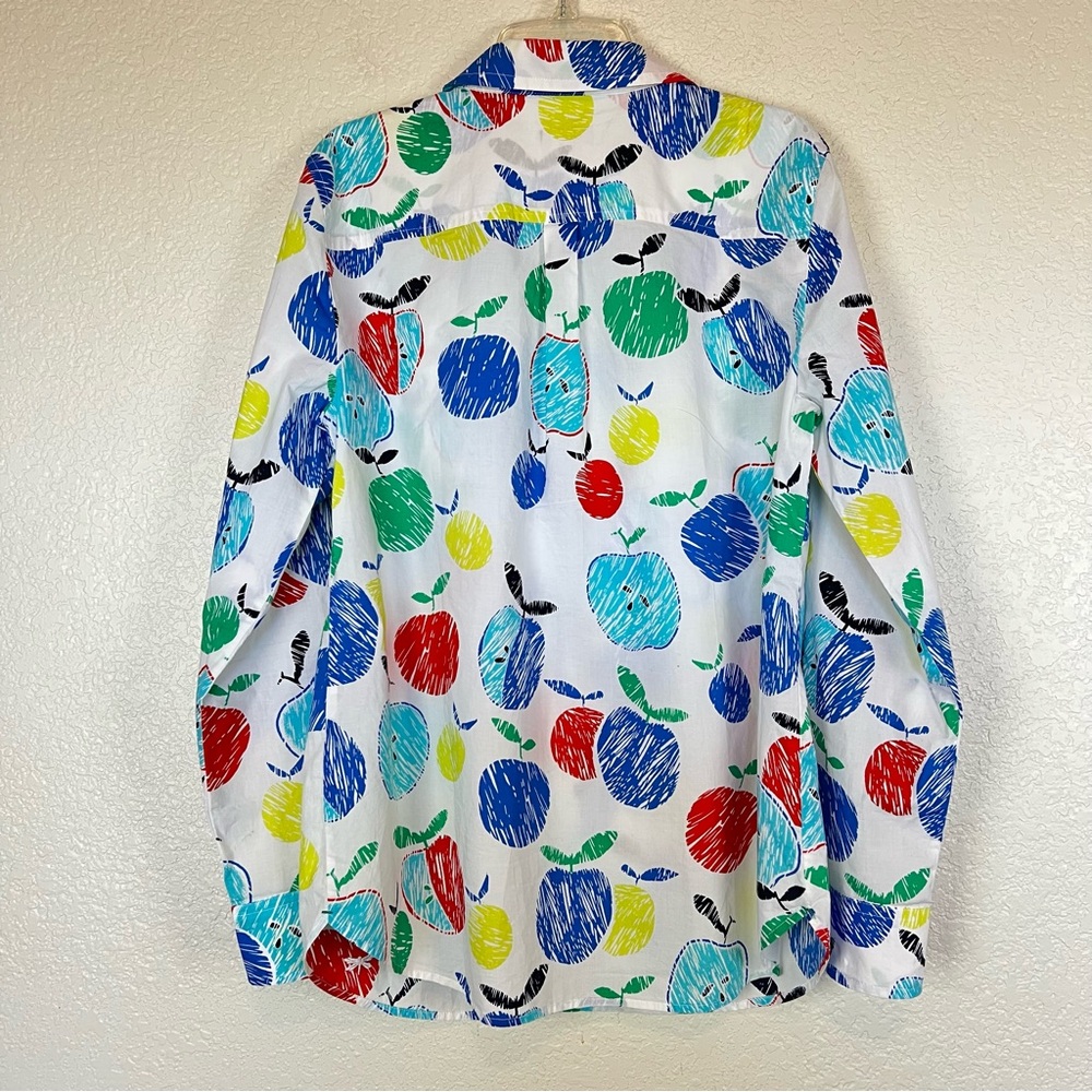 Talbots Multicolor Apple Print Button Down Shirt … - image 7